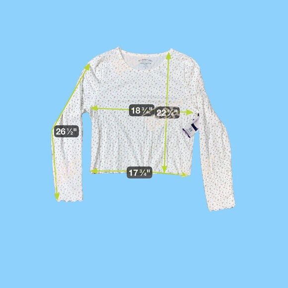 Aeropostale Seriously Soft Shrunken Tee XXL Floral Print White Long Sleeve NEW - Picture 6 of 6